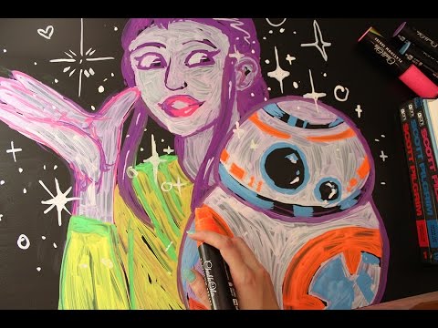 Drawing The Force Awakens w/ Chalk Markers (ASMR Chalk Sounds and Soft Spoken)