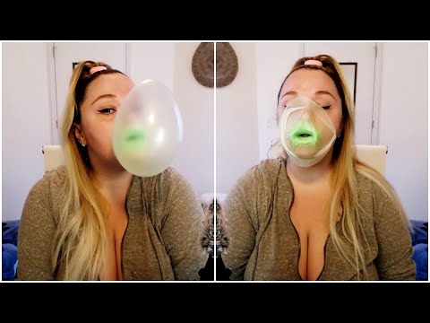 ASMR | VIBRANT Green Big Bubbles | Big League Chew and EGG Shaped Bubbles??