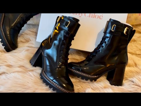 ASMR Unboxing | See by Chloé Mallory 80MM Buckle Leather Combat Booties
