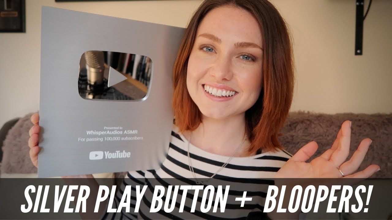 ASMR - Unboxing the 100k Silver Play Button + Bloopers!
