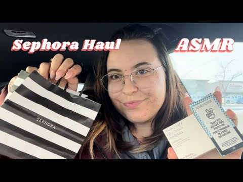 Sephora Haul ASMR Tapping, Scratching, Whispering Loft In The Car