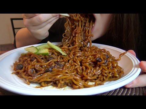 ASMR Korean Black Bean Noodles Eating Sounds