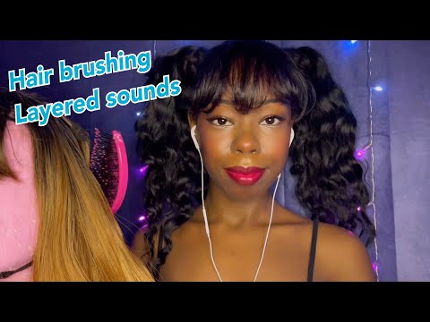 ASMR hair brushing 🪮 | soft-spoken chit-chat 💕 (layered sounds)