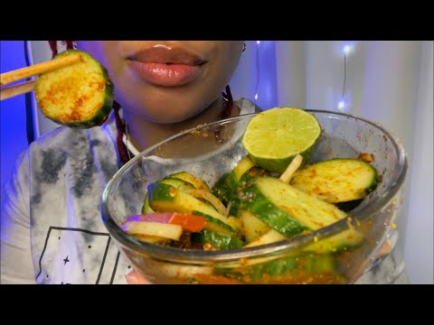 ASMR | Eating Spicy 🌶️ Cucumbers 🥒
