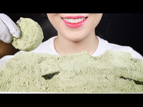 ASMR Ice In Matcha Powder | TikTok Viral Food | Ice Crunching Sounds Mukbang