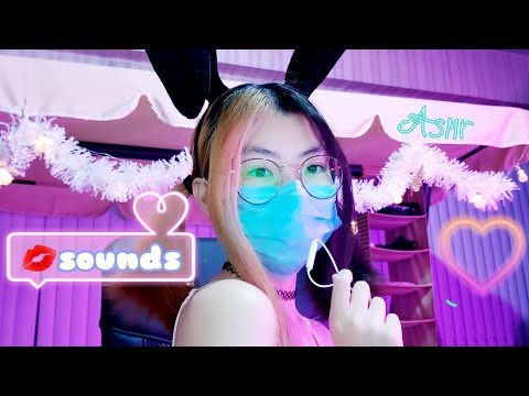 ASMR Mouth Sounds and kissing with surgical mask and face brushing [REQUESTED] phone mic