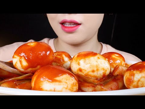 ASMR Soft-Boiled Eggs Tteokbokki | Spicy Rice Cakes | Eating Sounds Mukbang