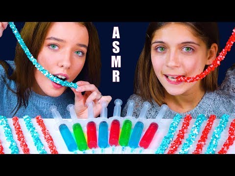 ASMR NERDS ROPE JELLY CANDY RACE with SUPER SOUR CANDY JELLO | Eating Sound Lilibu
