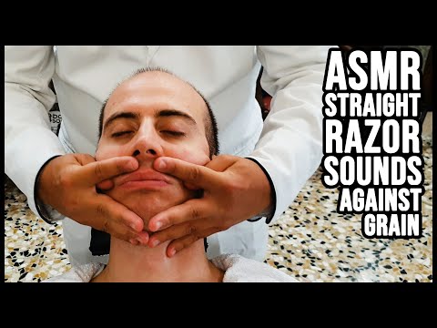 💈 🎧 MASTER of STRAIGHT RAZOR | AGAINST GRAIN | Old School Italian Barber | DEEP ASMR SHAVING SOUNDS