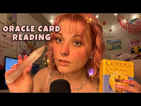 ASMR Giving You an Oracle Card Reading with Positive Affirmations and Crystal Taps ✨💗🔮
