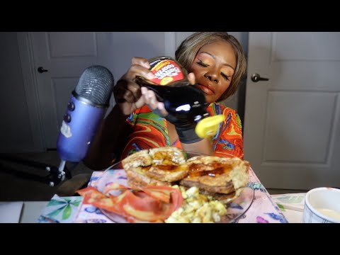 French Toast With Bacon For Dinner ASMR Eating Sounds
