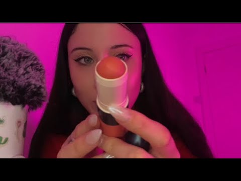 asmr | whats in my makeup bag & tapping on items with acrylic nails