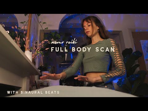 ASMR REIKI full body scan | chakra balancing with binaural beats for sleep | hand movements