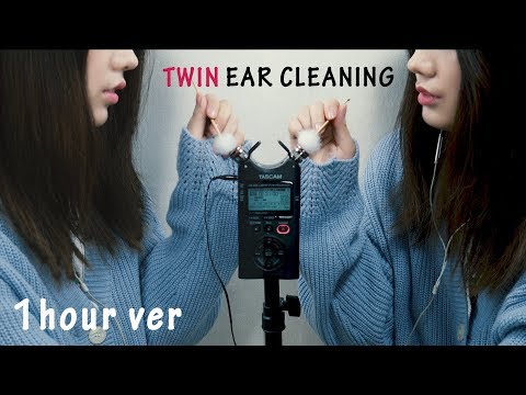 ASMR 1Hour Twin Fluffy Ear Cleaning for intense tingle | Rough | Binaural| No Windshield(No Talking)