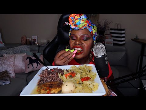 CABBAGE SALMON PATTIES AND RICE ASMR EATING SOUNDS