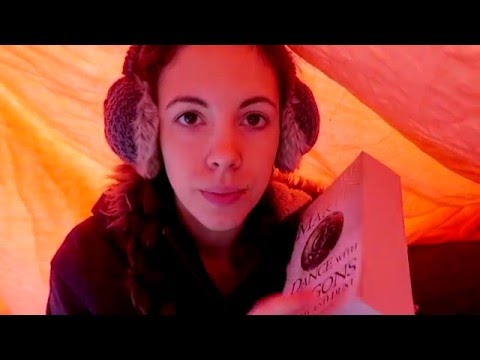 ASMR Survival Roleplay In Tent While Raining - whispering, softly spoken, reading, eating...