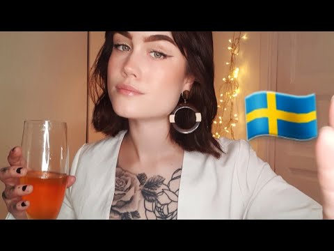 Asmr swedish trigger words🇸🇪 + Lotion sounds, beer drinking🍺