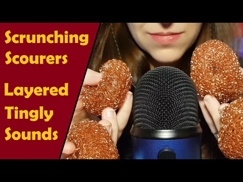 ASMR Layered Scourer Scrunching - Tingly Background ASMR All Around Your Head (No Talking)