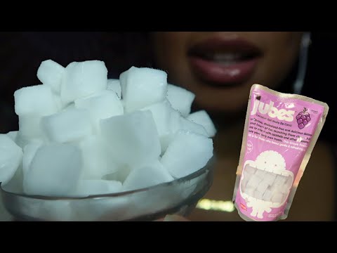 ASMR | Frozen Coconut JELLY Cubes 🥥 (nata de coco) Jubes