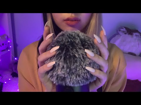 ASMR Fluffy Mic Triggers | slow & gentle massaging, scratching, brushing