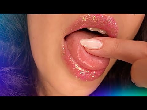 Glitterly lips lens licking and spit painting for best sleeping
