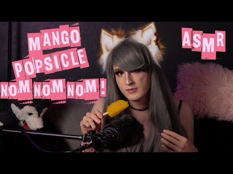 ASMR Fox Gives You Tingles by Eating Frozen Mango Pop and Chewing the Wooden Stick - Relaxing Vibes