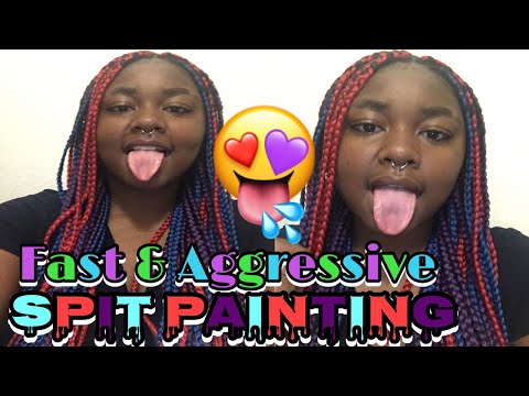 ASMR Fast & Aggressive Spit Painting 😻👅💦 #asmr #spitpainting