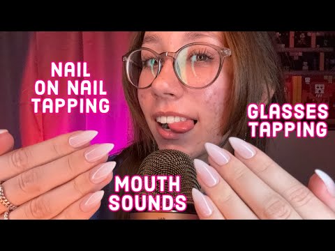 ASMR | fast mouth sounds, nail on nail tapping, and glasses tapping for all the tingles 💕