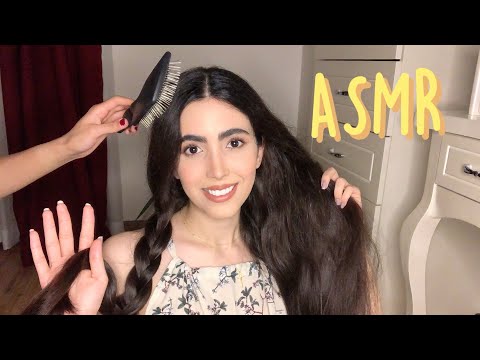 ASMR | My Best Friend Brushes My Hair, Putting it into Braids & also Plays with My Hair