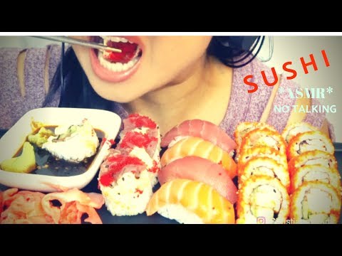 ASMR🍣 SUSHI Soft Crunchy Eating Sounds | Nigiri Roll | California Roll Masago | Rainbow Hosomaki 먹방