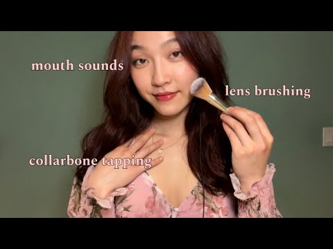 ASMR Lots of Mouth Sounds + Visual Triggers 💓 Collarbone Tapping, Lens Brushing