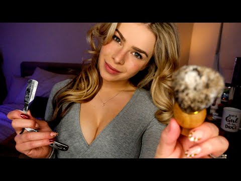ASMR GIRL NEXT DOOR GENTLY SHAVES & GROOMS YOU ❤︎ Up Close & Ear to Ear Whispers