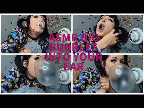 ASMR BIG BUBBLES FOR YOU CHEWING RIGHT INTO YOUR EAR while laying on bed