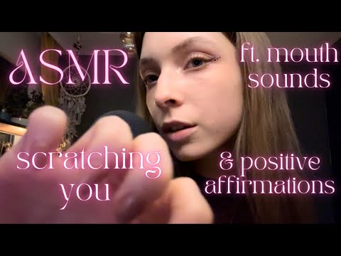 ASMR • scratching you with mouth sounds 🐆 ft. repeating "scratch" & positive affirmations ✨