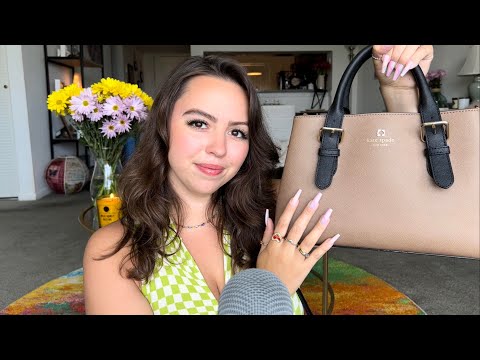 ASMR What's In My Bag | Tapping, Scratching, Rummaging, and Whispering 🤎