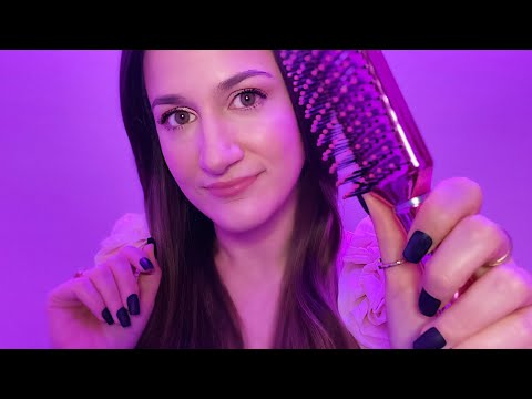 ASMR • Brushing your Hair for 40 Minutes 💜 Extremely Up Close Whispering (Layered Sounds)