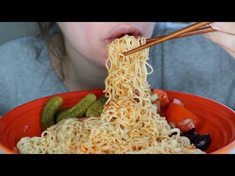 No Talking Eating Sounds | Noodles With Hot Sauce & Tomato Salad | Mukbang 먹방