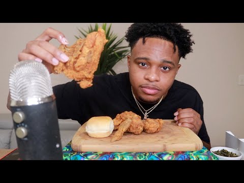 FRIED CHICKEN THIGH BREAST AND WINGS ASMR EATING