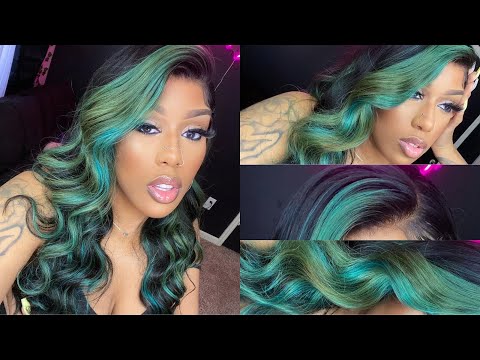 ASMR | Green Highlights on Black BodyWave Hair | ft. LuvMe Hair