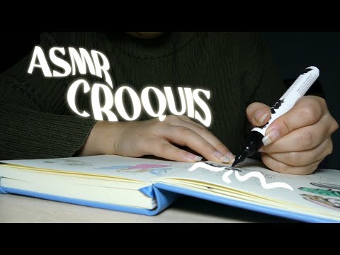 ASMR | Séance de croquis avec moi ✍️ (feutres, crayons, page turning...)
