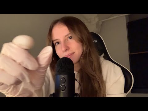 ASMR latex gloves negative energy plucking (blowing sounds) 🐰