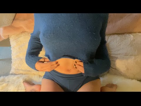 ASMR yoga shorts and belly scratching with layered mouth sounds