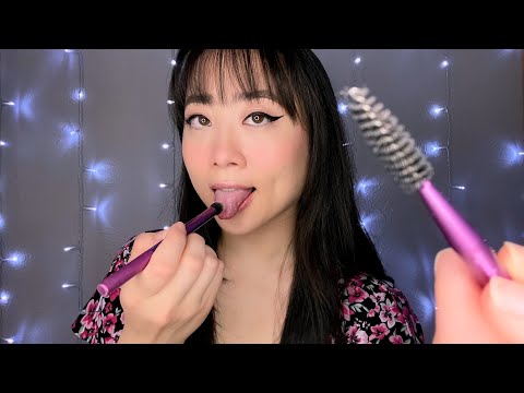 ASMR Spit Painting your Face w/Makeup Brushes (Mouth Sounds, Whisper)