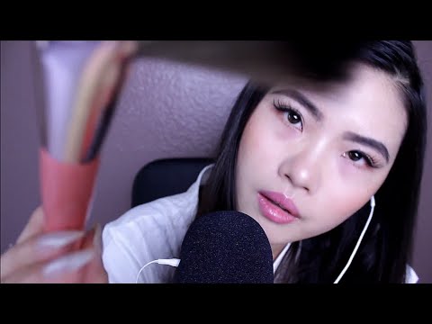 ASMR ~ Gentle Face Touching/Brushing with Trigger Words Whispering