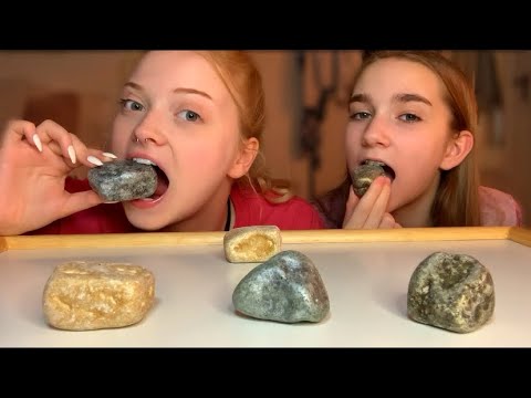 ASMR~EATING EDIBLE ROCKS WITH MY SISTER🪨(CRUNCHY EATING SOUNDS)