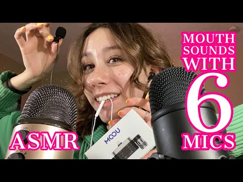 ASMR with SIX different mics!! 30 mins of mouth sounds +tapping +random triggers