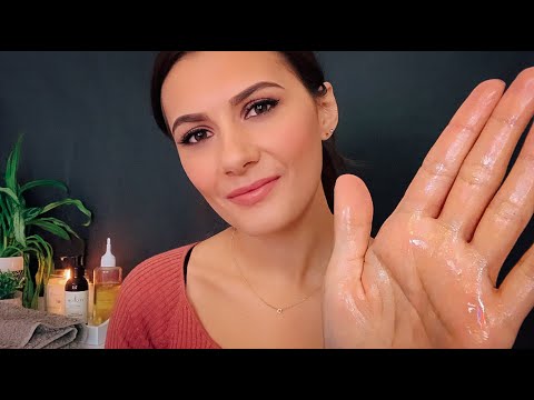 ASMR Massaging Your Face, Neck & Shoulders (Layered Sounds, Lotion, Oil & Soft Whispering)