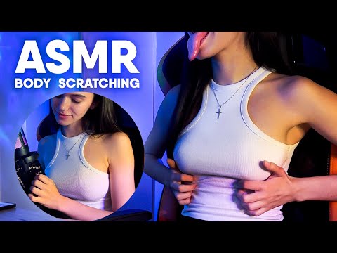 ASMR body scratching and fabric scratching   ( mouth sounds , skin scratching ) chill asmr