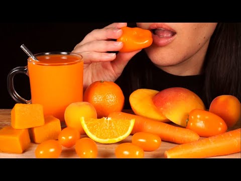 ASMR Orange Food ~ Apricot, Pumpkin, Mango, Carrot (No Talking)
