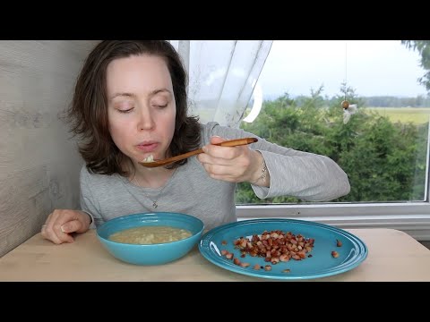 ASMR Whisper Eating Sounds | Cauliflower Soup & Bacon | Mukbang 먹방